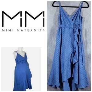 Mimi Maternity True Blue Ruffle Maternity Dress